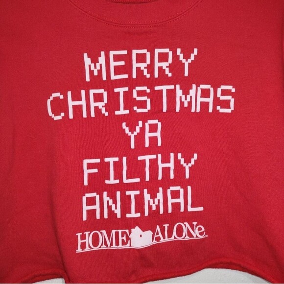 Home Alone Women's Christmas Long sleeve Cropped Top Medium - Picture 2 of 4
